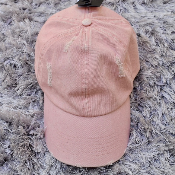 Nordstrom Accessories - (David & Young) Pink Distressed Baseball Cap